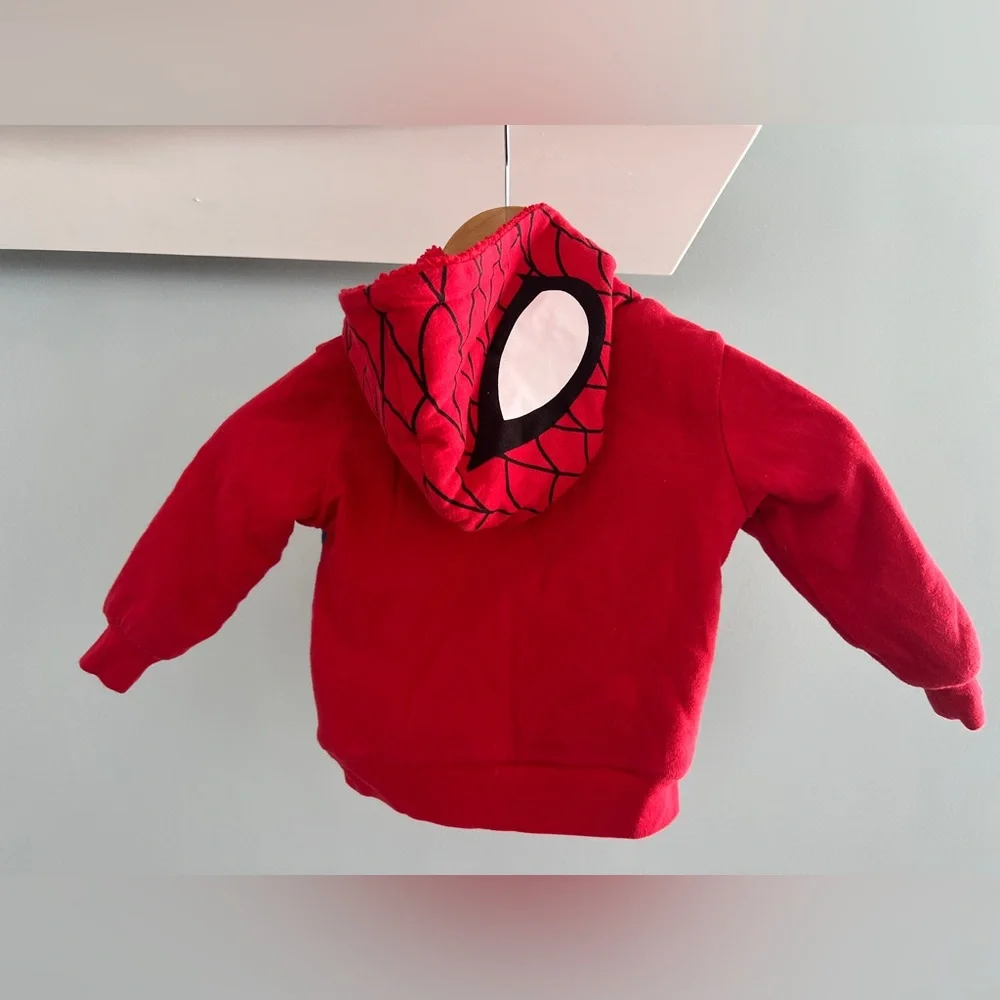 Marvel Superhero Fleece Lined Spider-Man Hoodie - Red and Blue 2T - Picture 2 of 6